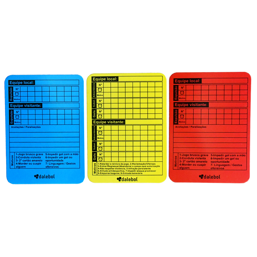 KIT CARTÃO ÁRBITRO DE FUTSAL DALEBOL C/CANETA E CAPA