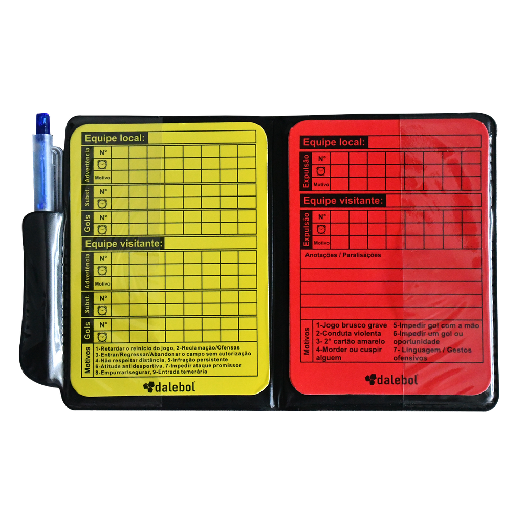 Kit Cartão Arbitro de Futebol Dalebol C/Caneta e Capa
