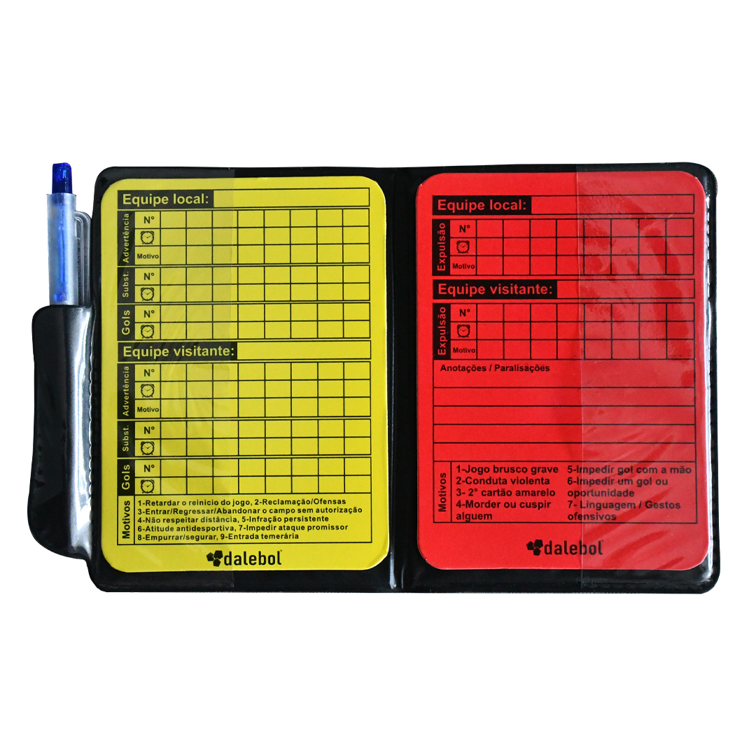 Kit Cartão Arbitro de Futebol Dalebol C/Caneta e Capa